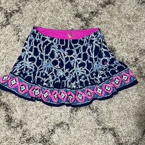 Lilly Pulitzer Luxletic Taye Skort High Tide Navy Lucky Bamboo
